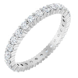 10K Gold Round Natural Diamond Shared-Prong Eternity Band – 2 mm Stones - White Gold