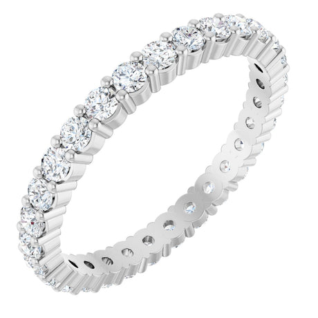 10K Gold Round Natural Diamond Shared-Prong Eternity Band – 2 mm Stones - White Gold
