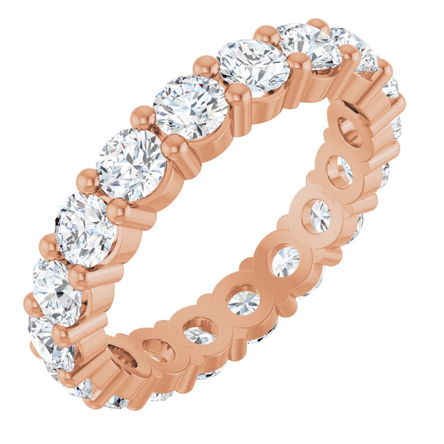 14K Gold Round Lab-Grown Diamond Shared-Prong Eternity Band – 3.4 mm Stones - Rose Gold