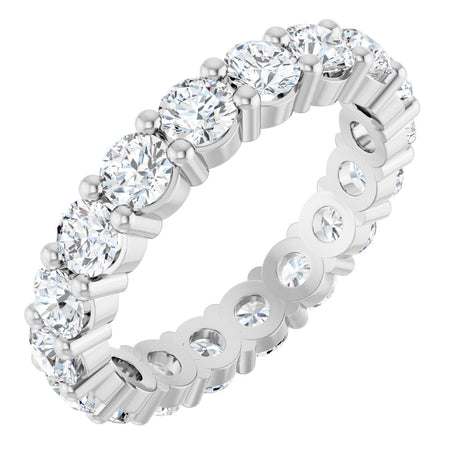 Platinum Round Lab-Grown Diamond Shared-Prong Eternity Band – 3.4 mm Stones