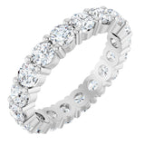 14K Gold Round Lab-Grown Diamond Shared-Prong Eternity Band – 3.4 mm Stones - White Gold