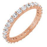 14K Gold Asscher Lab-Grown Diamond Shared-Prong Eternity Band – 2x2 mm Stones - Rose Gold