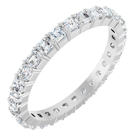 Platinum Asscher Lab-Grown Diamond Shared-Prong Eternity Band – 2x2 mm Stones