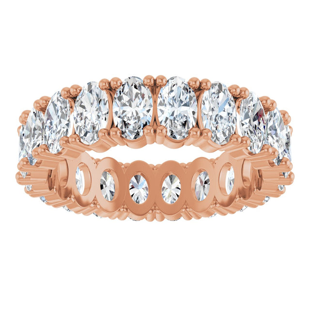 10K Gold Oval Lab-Grown Diamond Shared-Prong Eternity Band – 5x3 mm Stones - Rose Gold - view 3