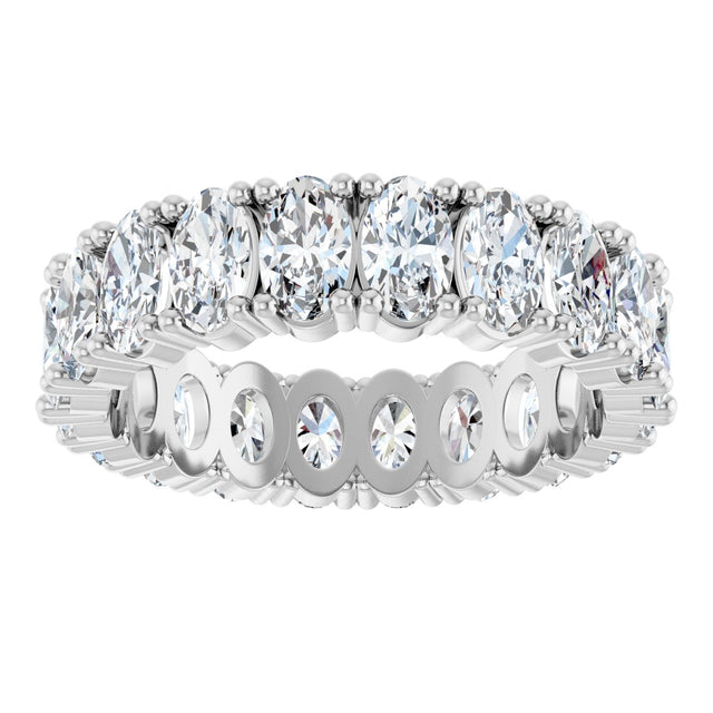 10K Gold Oval Lab-Grown Diamond Shared-Prong Eternity Band – 5x3 mm Stones - White Gold - view 3