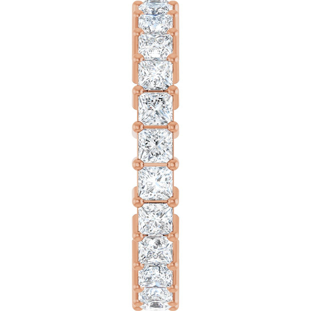 10K Gold Square Lab-Grown Diamond Shared-Prong Eternity Band – 2.5x2.5 mm Stones - Rose Gold - view 4