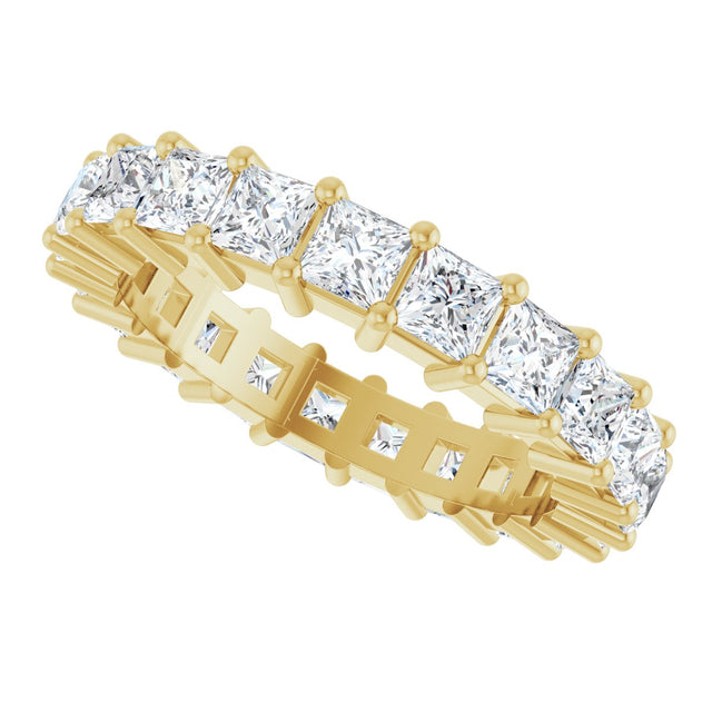 14K Gold Square Lab-Grown Diamond Shared-Prong Eternity Band – 3x3 mm Stones - Yellow Gold - view 5