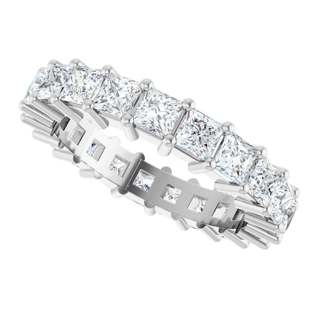 10K Gold Square Lab-Grown Diamond Shared-Prong Eternity Band – 3x3 mm Stones - White Gold - view 5