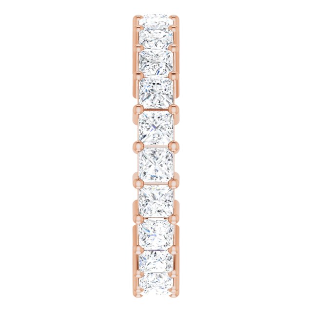 10K Gold Square Natural Diamond Shared-Prong Eternity Band – 2.75x2.75 mm Stones - Rose Gold - view 4