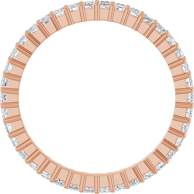 10K Gold Square Lab-Grown Diamond Shared-Prong Eternity Band – 1.5x1.5 mm Stones - Rose Gold - view 2