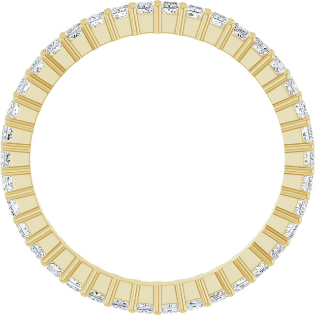 14K Gold Square Natural Diamond Shared-Prong Eternity Band – 1.5x1.5 mm Stones - Yellow Gold - view 2