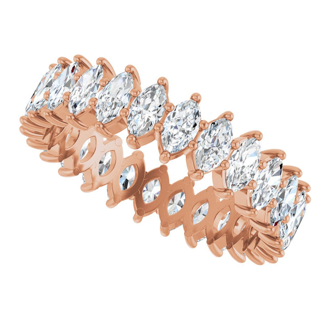 14K Gold Marquise Lab-Grown Diamond Shared-Prong Eternity Band – 4.25x2.25 mm Stones - Rose Gold - view 5