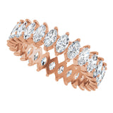 14K Gold Marquise Natural Diamond Shared-Prong Eternity Band – 4.25x2.25 mm Stones - Rose Gold - view 5