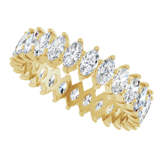 14K Gold Marquise Lab-Grown Diamond Shared-Prong Eternity Band – 4.25x2.25 mm Stones - Yellow Gold - view 5