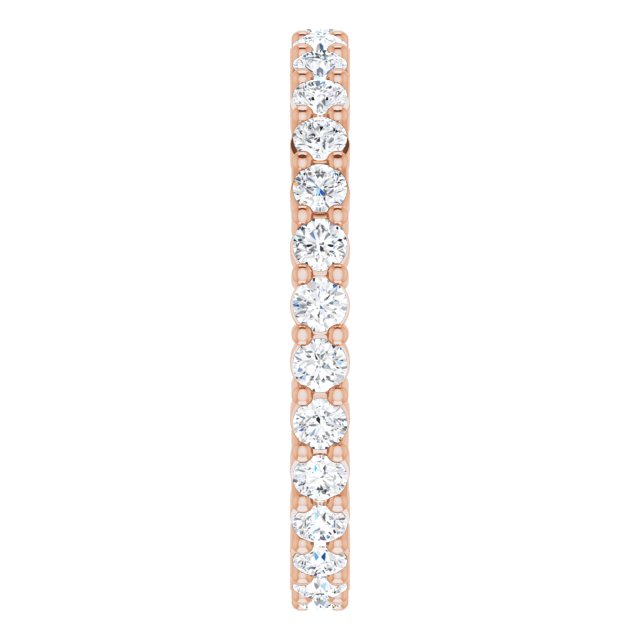 10K Gold Round Lab-Grown Diamond Shared-Prong Eternity Band – 2 mm Stones - Rose Gold - view 4