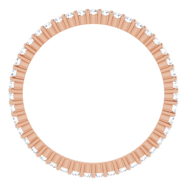 10K Gold Round Lab-Grown Diamond Shared-Prong Eternity Band – 1.3 mm Stones - Rose Gold - view 2