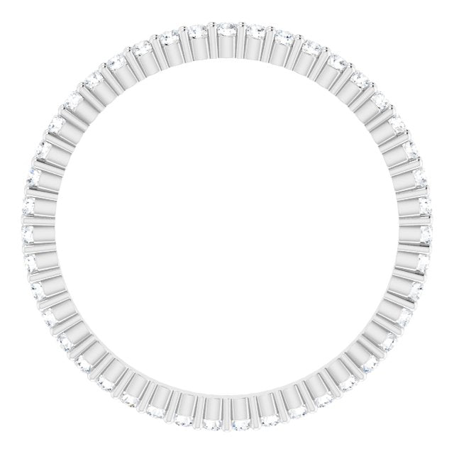 10K Gold Round Lab-Grown Diamond Shared-Prong Eternity Band – 1.3 mm Stones - White Gold - view 2