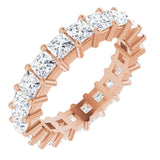 10K Gold Square Lab-Grown Diamond Shared-Prong Eternity Band – 3x3 mm Stones - Rose Gold
