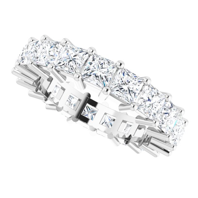 10K Gold Square Natural Diamond Shared-Prong Eternity Band – 3.5x3.5 mm Stones - White Gold - view 5