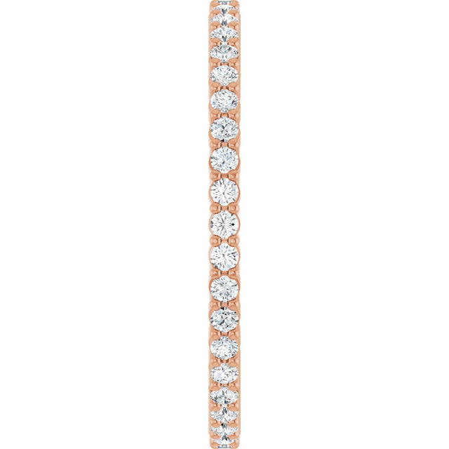 10K Gold Round Lab-Grown Diamond Shared-Prong Eternity Band – 1.3 mm Stones - Rose Gold - view 4