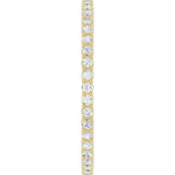 14K Gold Round Natural Diamond Shared-Prong Eternity Band – 1.3 mm Stones - Yellow Gold - view 4