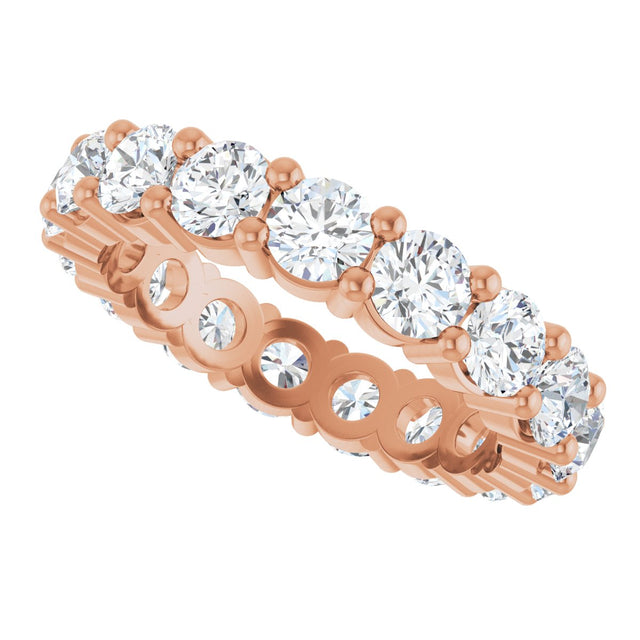 10K Gold Round Lab-Grown Diamond Shared-Prong Eternity Band – 3.8 mm Stones - Rose Gold - view 5