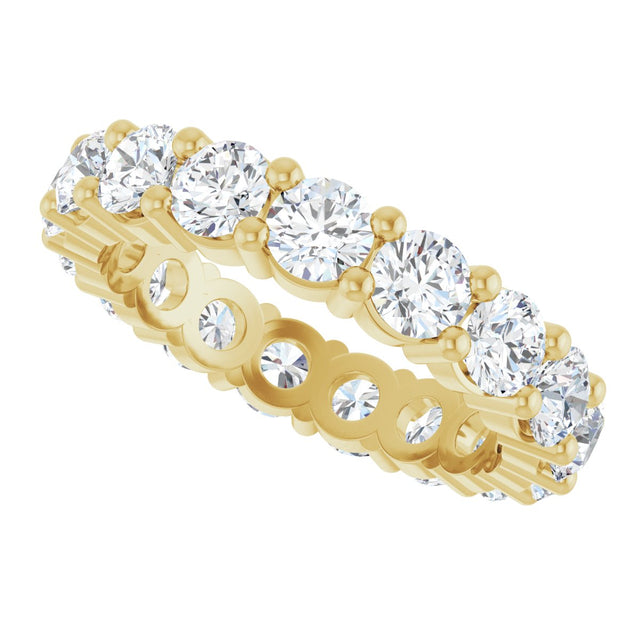 14K Gold Round Lab-Grown Diamond Shared-Prong Eternity Band – 3.8 mm Stones - Yellow Gold - view 5
