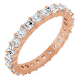 14K Gold Asscher Lab-Grown Diamond Shared-Prong Eternity Band – 2.3x2.3 mm Stones - Rose Gold