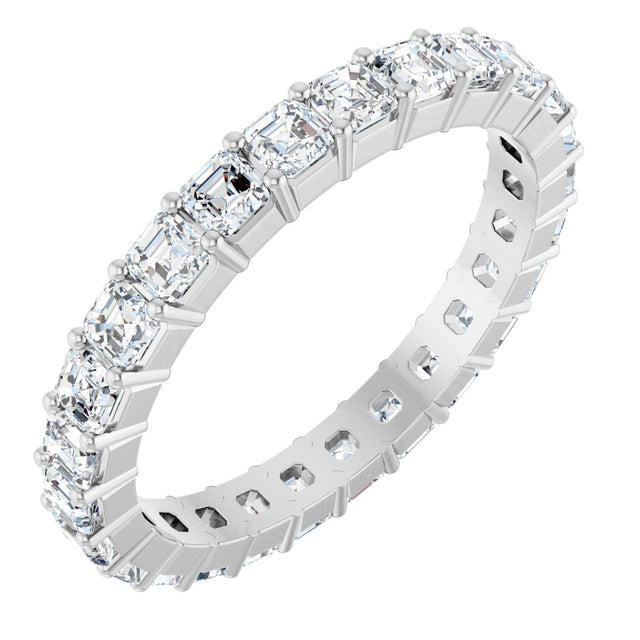 14K Gold Asscher Lab-Grown Diamond Shared-Prong Eternity Band – 2.3x2.3 mm Stones - White Gold