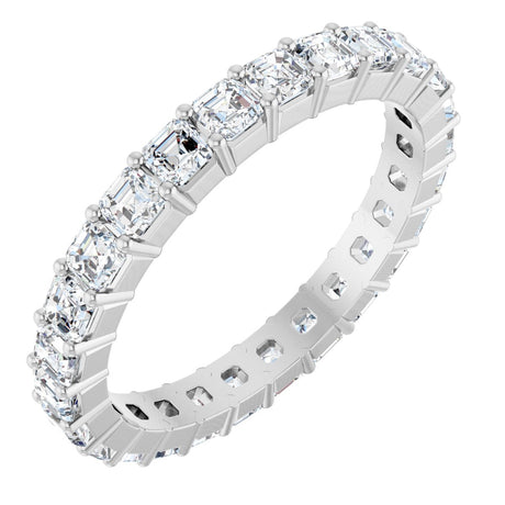 Platinum Asscher Lab-Grown Diamond Shared-Prong Eternity Band – 2.3x2.3 mm Stones