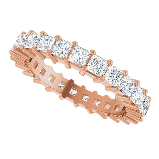 10K Gold Square Lab-Grown Diamond Shared-Prong Eternity Band – 2.5x2.5 mm Stones - Rose Gold - view 5