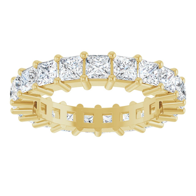 14K Gold Square Lab-Grown Diamond Shared-Prong Eternity Band – 3x3 mm Stones - Yellow Gold - view 3