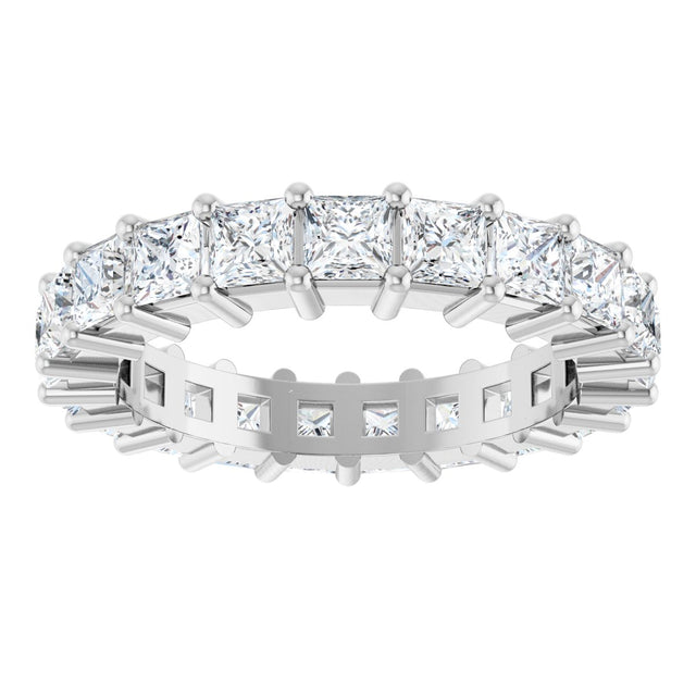 10K Gold Square Natural Diamond Shared-Prong Eternity Band – 3x3 mm Stones - White Gold - view 3