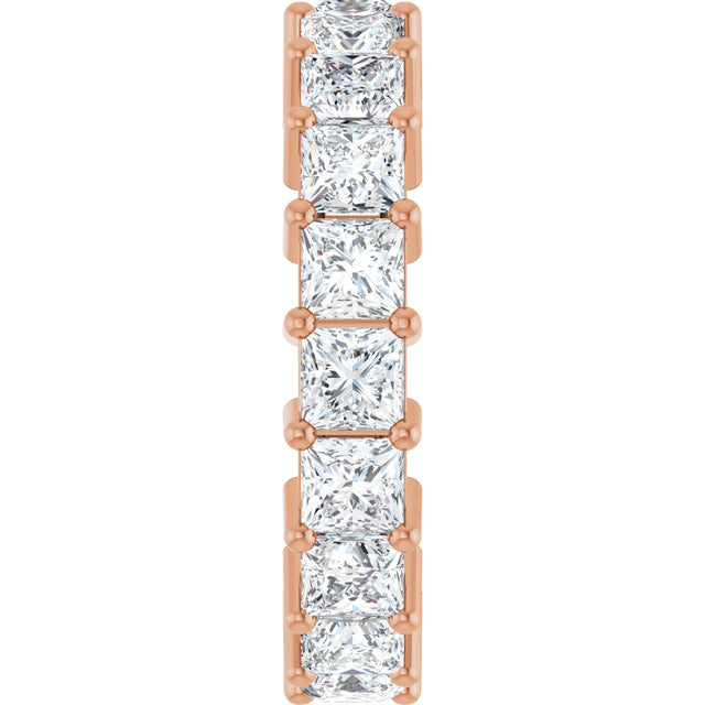 10K Gold Square Natural Diamond Shared-Prong Eternity Band – 3.5x3.5 mm Stones - Rose Gold - view 4
