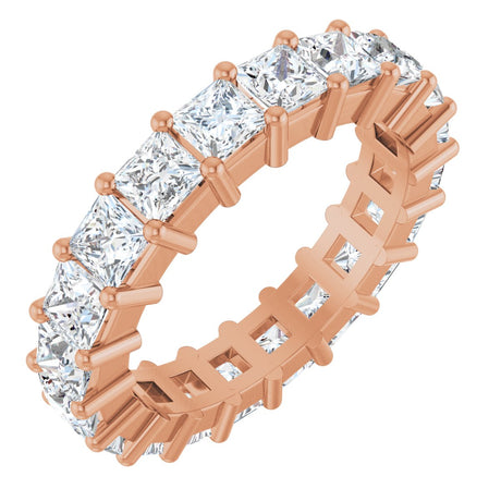 10K Gold Square Natural Diamond Shared-Prong Eternity Band – 3.25x3.25 mm Stones - Rose Gold