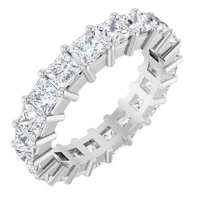 10K Gold Square Lab-Grown Diamond Shared-Prong Eternity Band – 3.25x3.25 mm Stones - White Gold