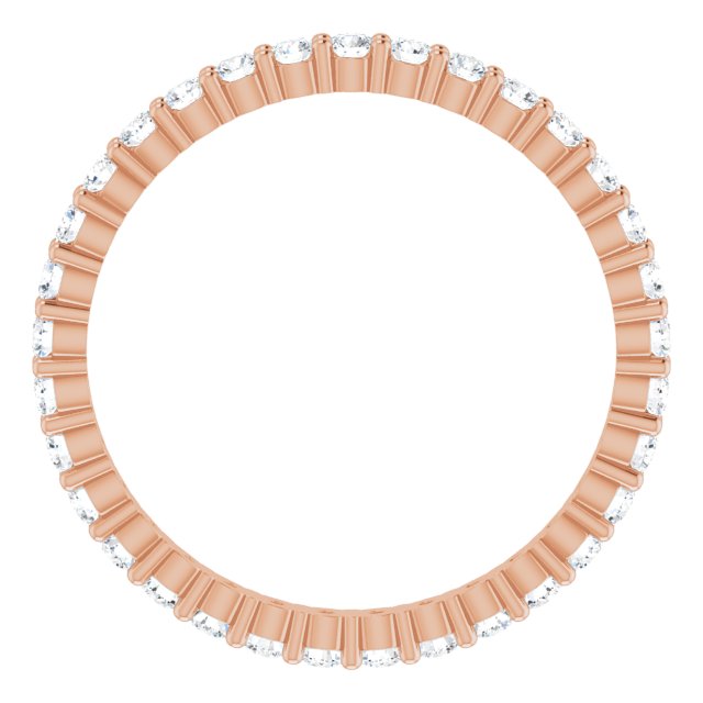 10K Gold Round Natural Diamond Shared-Prong Eternity Band – 1.75 mm Stones - Rose Gold - view 2