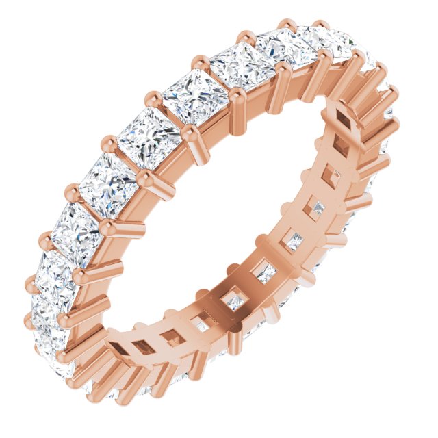 10K Gold Square Lab-Grown Diamond Shared-Prong Eternity Band – 2.5x2.5 mm Stones - Rose Gold