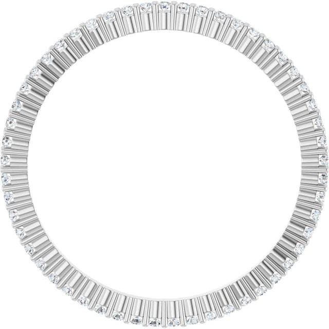10K Gold Round Lab-Grown Diamond Shared-Prong Eternity Band – 1 mm Stones - White Gold - view 2