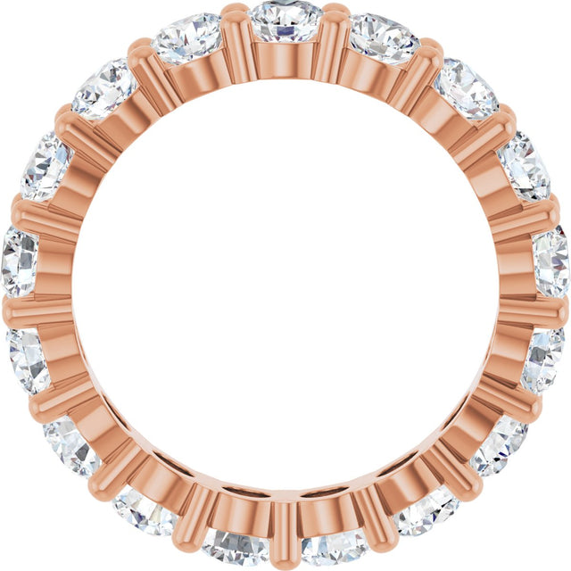 10K Gold Round Natural Diamond Shared-Prong Eternity Band – 3.75 mm Stones - Rose Gold - view 2