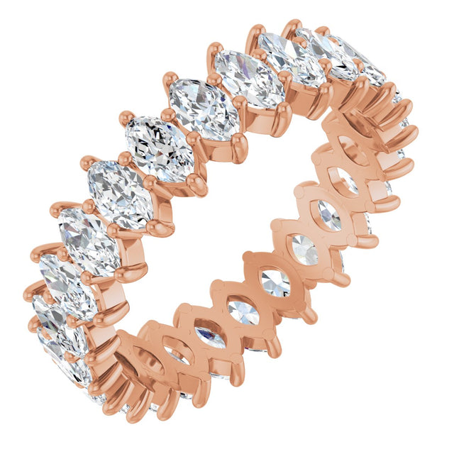 14K Gold Marquise Natural Diamond Shared-Prong Eternity Band – 4.5x2.5 mm Stones - Rose Gold