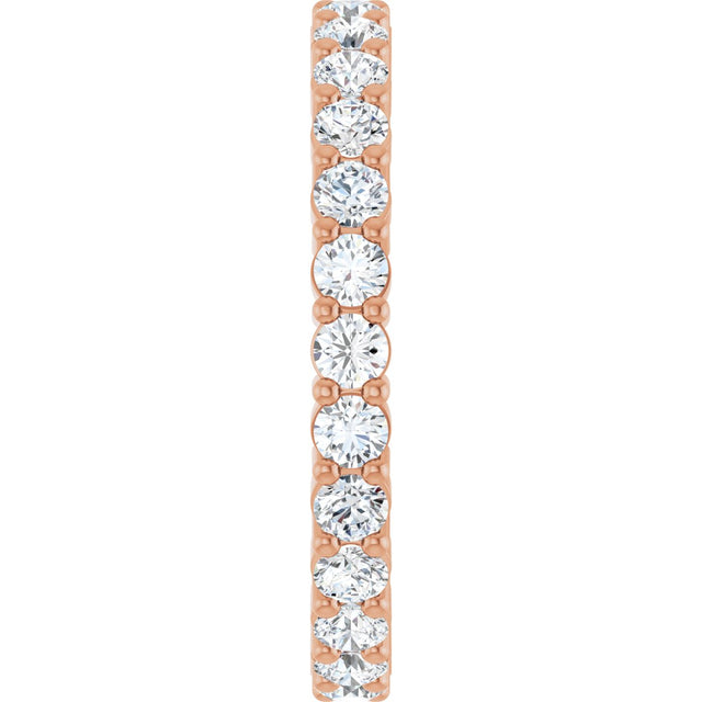 10K Gold Round Lab-Grown Diamond Shared-Prong Eternity Band – 2.25 mm Stones - Rose Gold - view 4