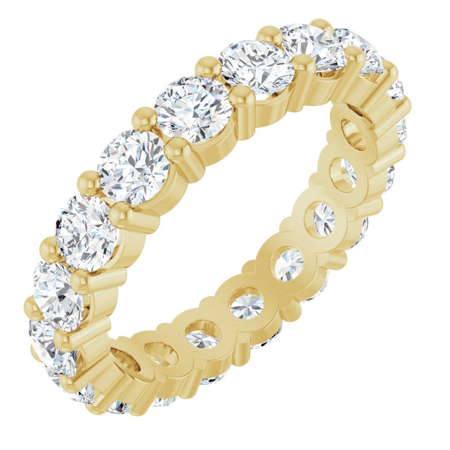 10K Gold Round Lab-Grown Diamond Shared-Prong Eternity Band – 3.5 mm Stones - Yellow Gold