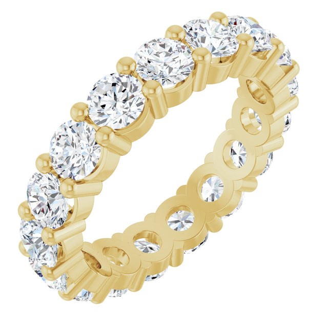 10K Gold Round Lab-Grown Diamond Shared-Prong Eternity Band – 3.8 mm Stones - Yellow Gold