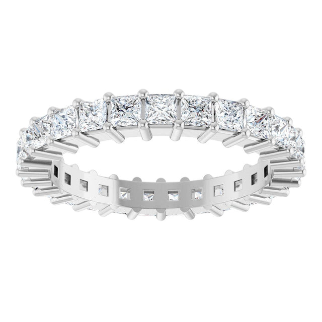 10K Gold Square Natural Diamond Shared-Prong Eternity Band – 2.25x2.25 mm Stones - White Gold - view 3