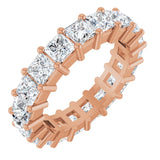 10K Gold Square Natural Diamond Shared-Prong Eternity Band – 3.5x3.5 mm Stones - Rose Gold