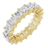 10K Gold Square Natural Diamond Shared-Prong Eternity Band – 3.5x3.5 mm Stones - Yellow Gold