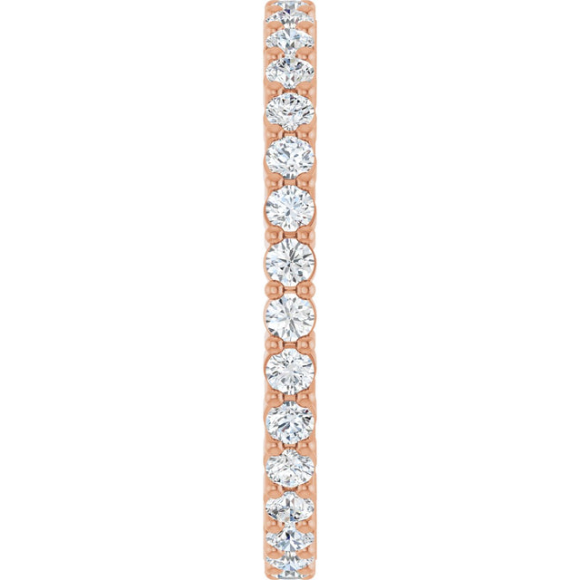 10K Gold Round Lab-Grown Diamond Shared-Prong Eternity Band – 1.75 mm Stones - Rose Gold - view 4