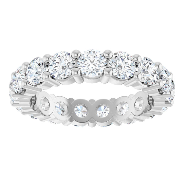 10K Gold Round Natural Diamond Shared-Prong Eternity Band – 3.75 mm Stones - White Gold - view 3