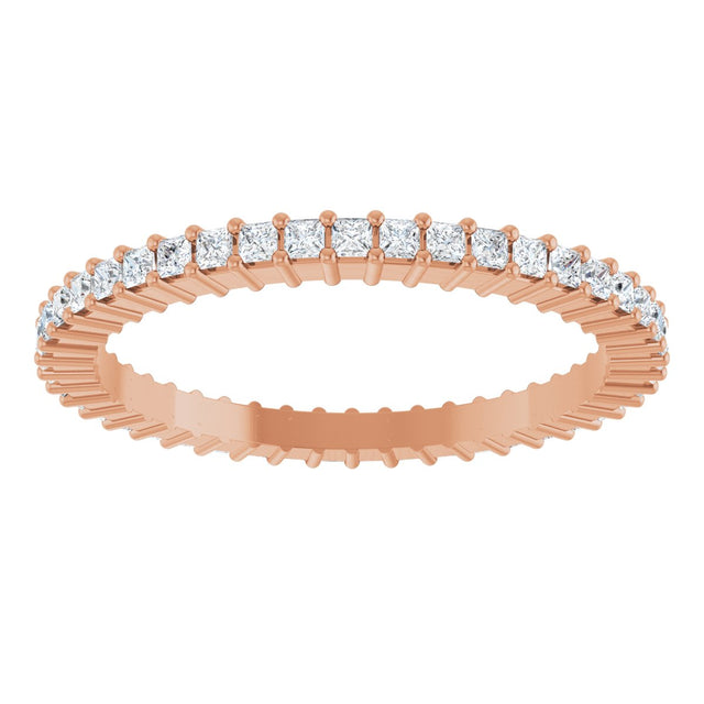 10K Gold Square Lab-Grown Diamond Shared-Prong Eternity Band – 1.25x1.25 mm Stones - Rose Gold - view 3